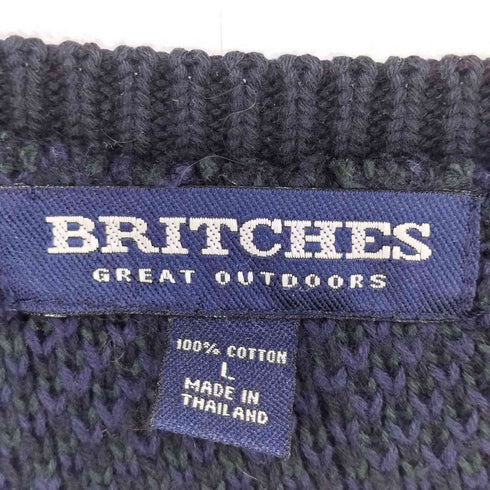 BRITCHES ブリチズ ブラックウォッチ Vネック コットン ニット ベスト メンズ L