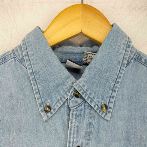 ポートアンドカンパニー PORT and COMPANY 企業ロゴ刺繍 長袖 デニム ボタンダウンシャツ メンズ import:M