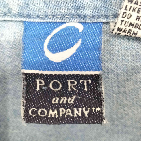 ポートアンドカンパニー PORT and COMPANY 企業ロゴ刺繍 長袖 デニム ボタンダウンシャツ メンズ import:M