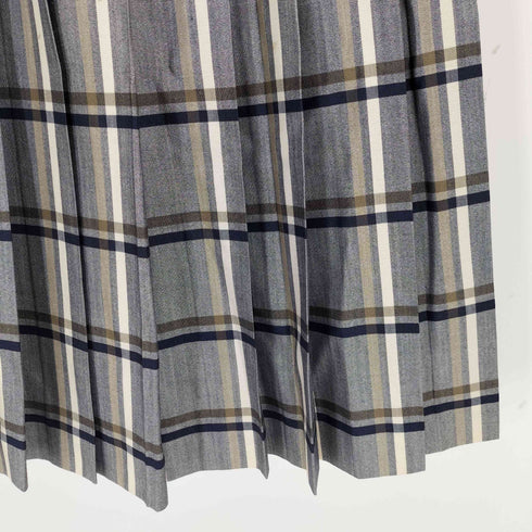 アクアスキュータム AQUASCUTUM チェック柄 ノーカラージャケット プリーツスカート セットアップ レディース