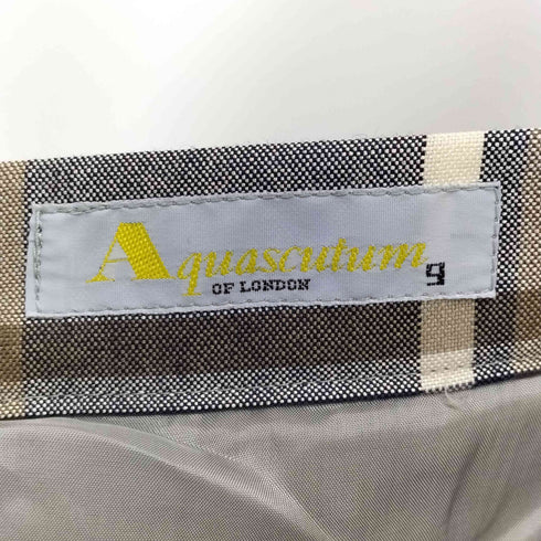 アクアスキュータム AQUASCUTUM チェック柄 ノーカラージャケット プリーツスカート セットアップ レディース