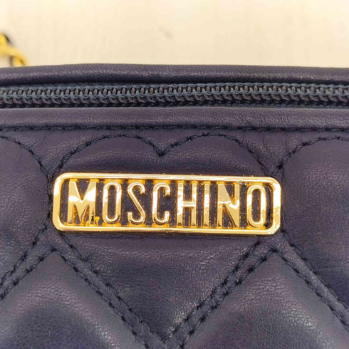モスキーノ MOSCHINO ロゴプレート ハートキルティング チェーン ショルダーバッグ レディース