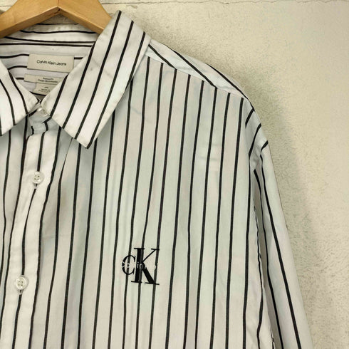 カルバンクラインジーンズ Calvin Klein Jeans ストライプ ウォッシュド ポプリン リラックス 長袖 シャツ メンズ L