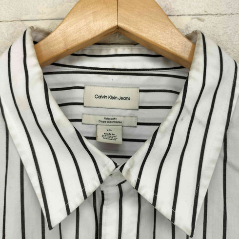 カルバンクラインジーンズ Calvin Klein Jeans ストライプ ウォッシュド ポプリン リラックス 長袖 シャツ メンズ L