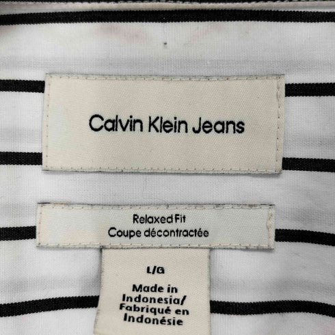 カルバンクラインジーンズ Calvin Klein Jeans ストライプ ウォッシュド ポプリン リラックス 長袖 シャツ メンズ L