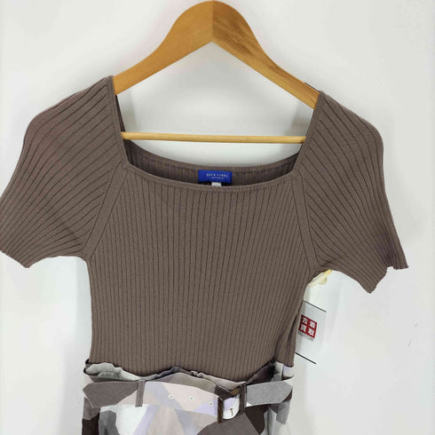 ブルーレーベルクレストブリッジ BLUE LABEL CRESTBRIDGE スクエアネック半袖リブニットドッキングワンピース レディース 38