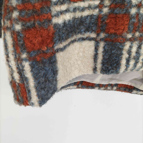 リングボア先染め チェックダブルジャケット レディース