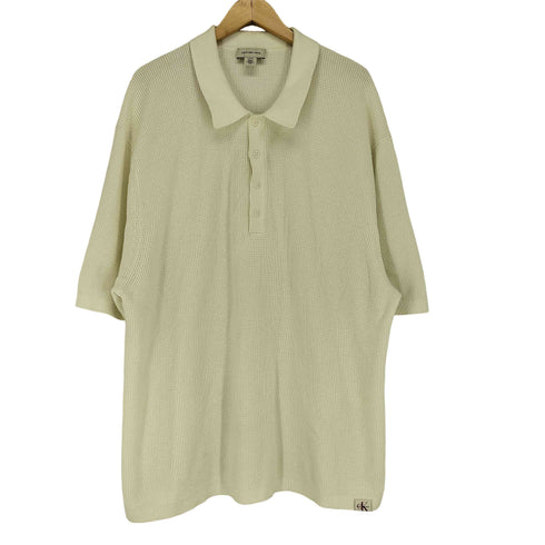 カルバンクラインジーンズ Calvin Klein Jeans ショートスリーブ コットン ワッフル ポロカラーセーター メンズ XL