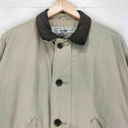 Authentic Gap Clothing オーセンティック ギャップ クロージング レザー切替 ハンティング カバーオール ジャケット メンズ S