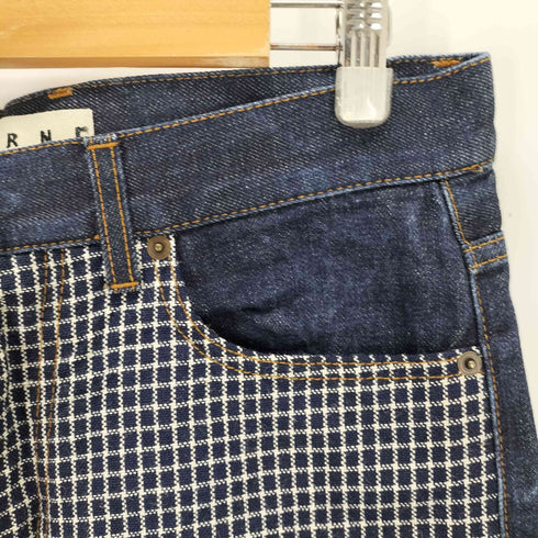マルニ MARNI 切替 チェック ストレートデニムパンツ メンズ 29