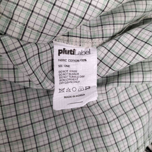 pluti Label プルティ Tennis green SET テニス グリーン セット チェック シャツ ショート パンツ セットアップ レディース ONE SIZE
