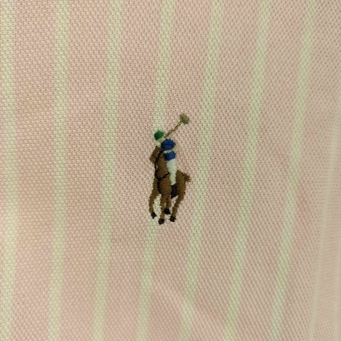 ラルフローレン RALPH LAUREN 現行タグ KNIT OXFORD スモールポニー刺繍 ストライプ 鹿の子 L/S 長袖 シャツ レディース import:S