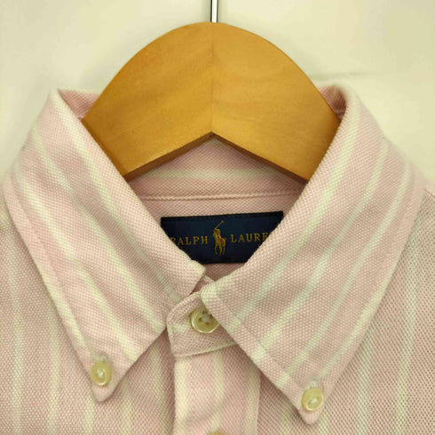 ラルフローレン RALPH LAUREN 現行タグ KNIT OXFORD スモールポニー刺繍 ストライプ 鹿の子 L/S 長袖 シャツ レディース import:S