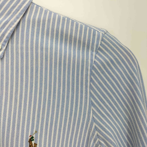 ラルフローレン RALPH LAUREN 現行タグ KNIT OXFORD スモールポニー刺繍 ストライプ 鹿の子 L/S 長袖 シャツ レディース import:S