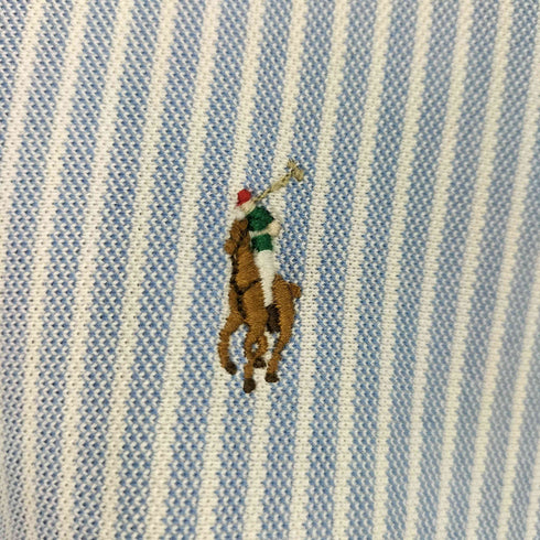 ラルフローレン RALPH LAUREN 現行タグ KNIT OXFORD スモールポニー刺繍 ストライプ 鹿の子 L/S 長袖 シャツ レディース import:S