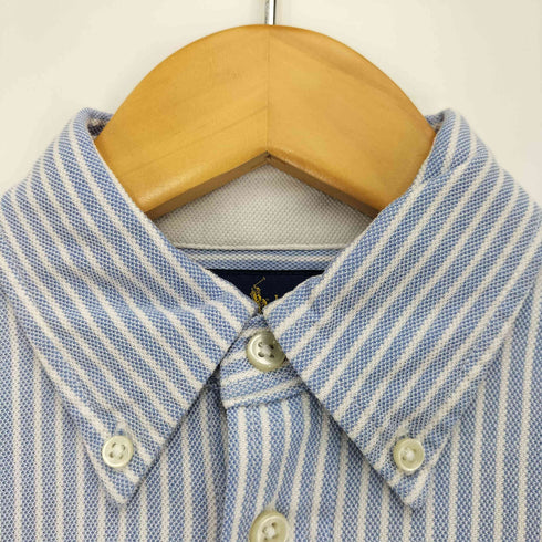 ラルフローレン RALPH LAUREN 現行タグ KNIT OXFORD スモールポニー刺繍 ストライプ 鹿の子 L/S 長袖 シャツ レディース import:S