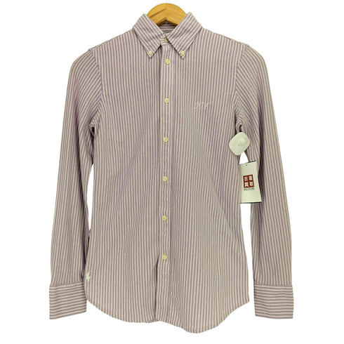 ラルフローレン RALPH LAUREN 現行タグ KNIT OXFORD 刺繍 ストライプ 鹿の子 L/S 長袖 シャツ レディース import:S