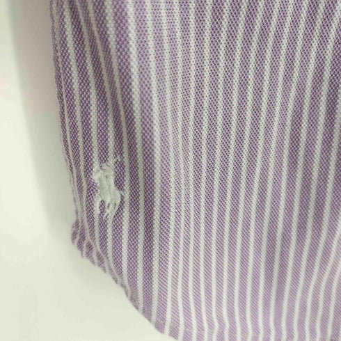ラルフローレン RALPH LAUREN 現行タグ KNIT OXFORD 刺繍 ストライプ 鹿の子 L/S 長袖 シャツ レディース import:S
