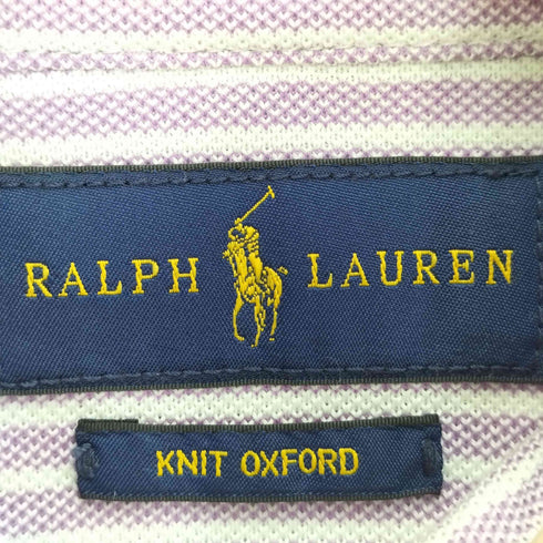 ラルフローレン RALPH LAUREN 現行タグ KNIT OXFORD 刺繍 ストライプ 鹿の子 L/S 長袖 シャツ レディース import:S