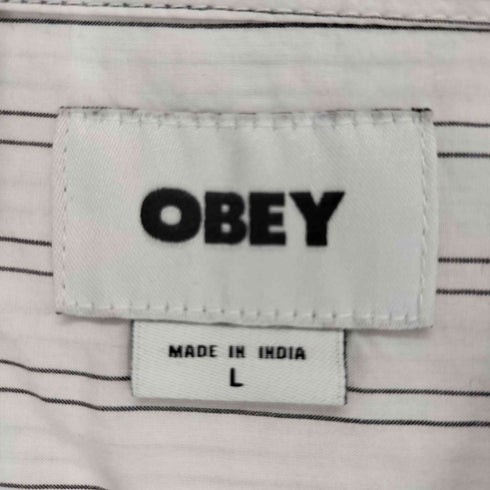 オベイ OBEY ボタンダウン ストライプ 長袖 シャツ メンズ L