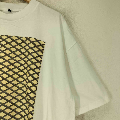 幾何学 袖裾シングル フロントプリント 半袖 Tシャツ メンズ XXL