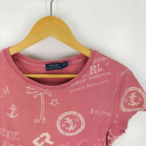 ポロラルフローレン POLO RALPH LAUREN 総柄 プリント クルーネック Tシャツ レディース import:M
