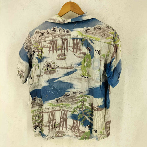 50-60s 浮世絵 シェルボタン 半袖 オープンカラーシャツ メンズ