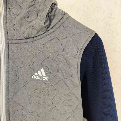 アディダス adidas ニット切替 フラワー デザイン ボンディング ジップアップ フーデッドジャケット レディース M