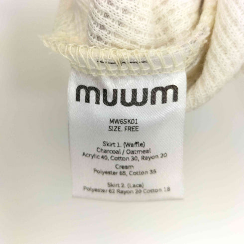 muwm 総柄 ワッフル ミディスカート レディース FREE