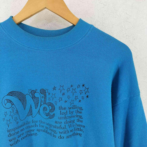 フルーツオブザルーム FRUIT OF THE LOOM 80-90s USA製 コットンポリ 星 プリント 長袖 クルーネック スウェット メンズ L