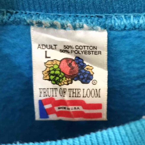 フルーツオブザルーム FRUIT OF THE LOOM 80-90s USA製 コットンポリ 星 プリント 長袖 クルーネック スウェット メンズ L