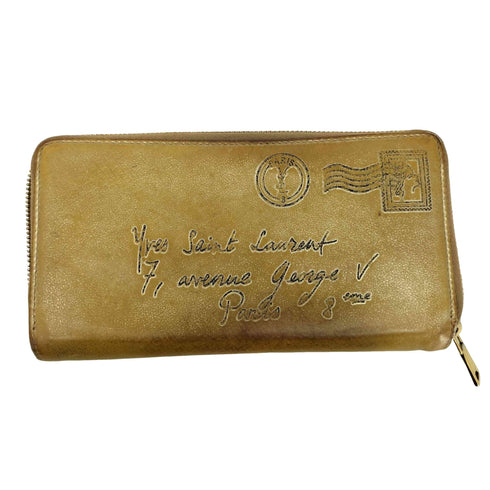 イヴサンローラン Yves Saint Laurent Yメール レザーラウンドファスナー 長財布 レディース