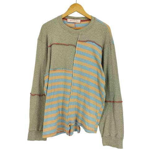 エコーズラッタ ECKHAUS LATTA LAPPED パッチワーク リメイク仕様 ボーダー柄 長袖 Tシャツ メンズ import:L