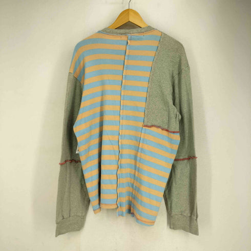 エコーズラッタ ECKHAUS LATTA LAPPED パッチワーク リメイク仕様 ボーダー柄 長袖 Tシャツ メンズ import:L