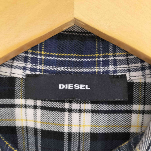 ディーゼル DIESEL ワッペン リメイク仕様 チェック柄 短丈 シャツ レディース