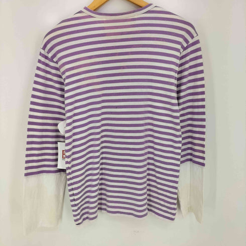 プレイコムデギャルソン PLAY COMME des GARCONS ハートワッペン 袖切替 ボーダー長袖 Tシャツ レディース JPN:M