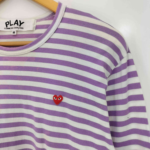 プレイコムデギャルソン PLAY COMME des GARCONS ハートワッペン 袖切替 ボーダー長袖 Tシャツ レディース JPN:M