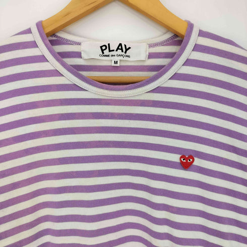 プレイコムデギャルソン PLAY COMME des GARCONS ハートワッペン 袖切替 ボーダー長袖 Tシャツ レディース JPN:M