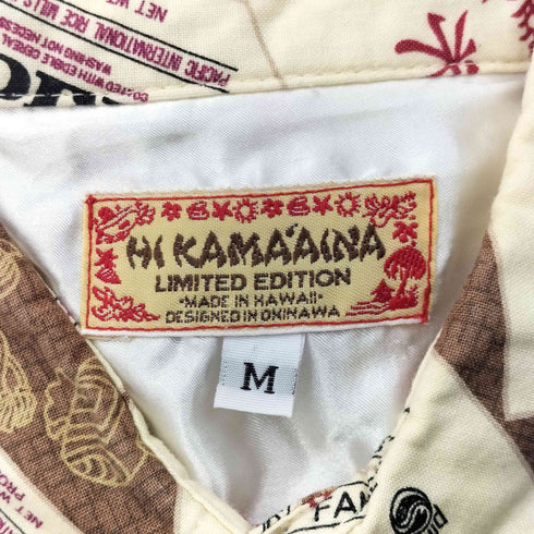 HI KAMA AINA パッケージ総柄 プルオーバー ボタンダウンシャツ メンズ JPN:M