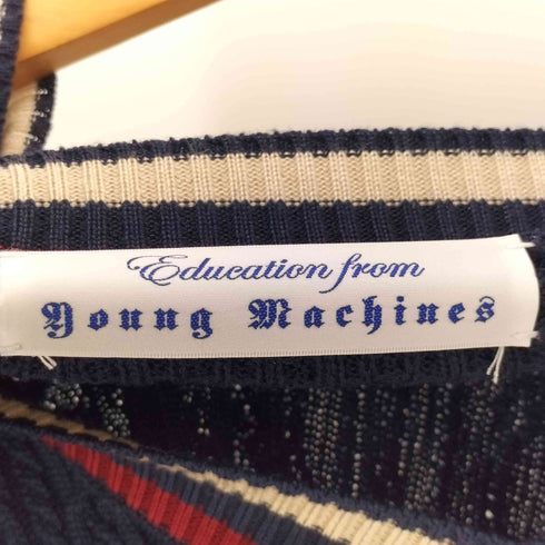 エデュケーションフロムヤングマシーン Education from Youngmachines エンブレムパッチ Vネック チルデンニット メンズ 1