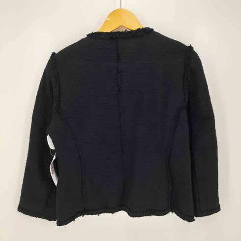 ザラ ZARA ツイード ノーカラー ジャケット レディース import:L