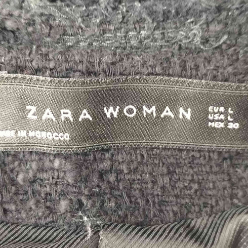 ザラ ZARA ツイード ノーカラー ジャケット レディース import:L
