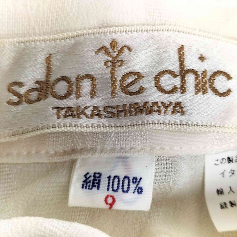 salon le chic 花プリント シルク100% 長袖シャツ レディース JPN:9号