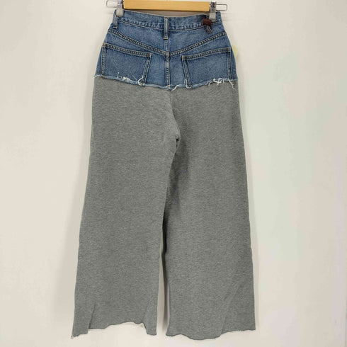 アメリ AMERI DENIM SWEAT DOCKING WIDE PANTS デニムスウェットドッキングワイドパンツ レディース 25