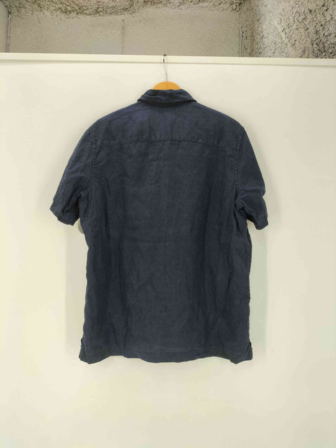 バナナリパブリック BANANA REPUBLIC 00S 03SS OLD 麻 リネン 100% インディゴ 染め S/S シャツ インド製 メンズ import:M