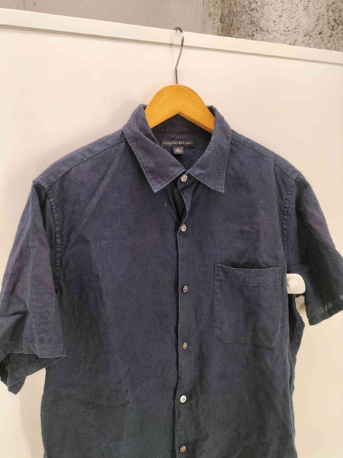バナナリパブリック BANANA REPUBLIC 00S 03SS OLD 麻 リネン 100% インディゴ 染め S/S シャツ インド製 メンズ import:M