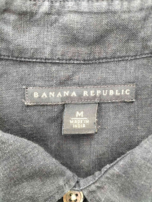 バナナリパブリック BANANA REPUBLIC 00S 03SS OLD 麻 リネン 100% インディゴ 染め S/S シャツ インド製 メンズ import:M