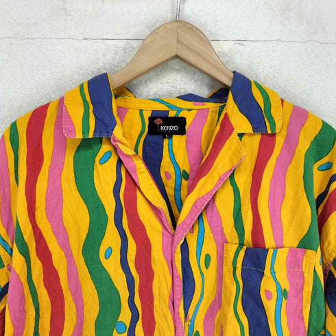 ケンゾーパリス KENZO PARIS 開襟 マルチカラー 長袖 パジャマ シャツ メンズ L
