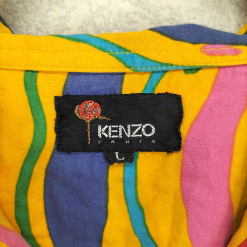 ケンゾーパリス KENZO PARIS 開襟 マルチカラー 長袖 パジャマ シャツ メンズ L