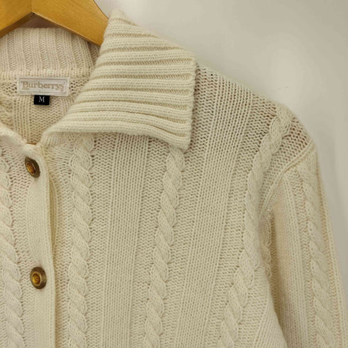 バーバリーズ BURBERRYS 90S カシミヤ ケーブルニット シャツ カーディガン レディース import:M